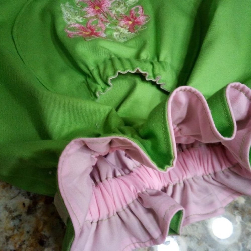 Embroidered TOTE BAG HANDBAG GREEN PINK